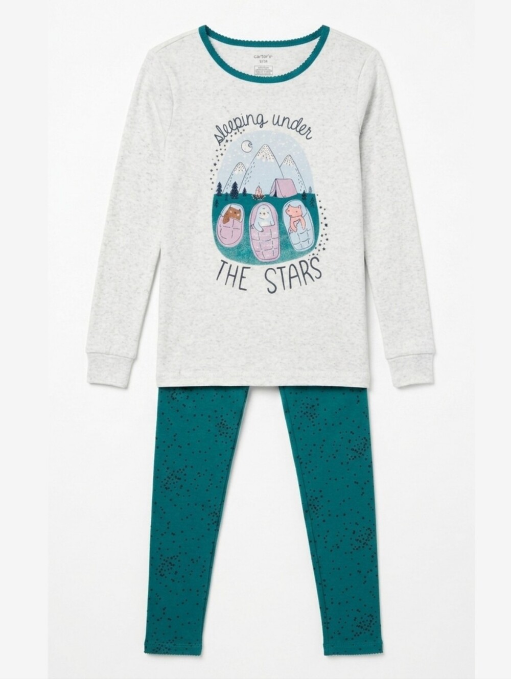 Carters Girls Sleeping Under The Stars Pajama Set Size 12 Cotton Top Pants PJs